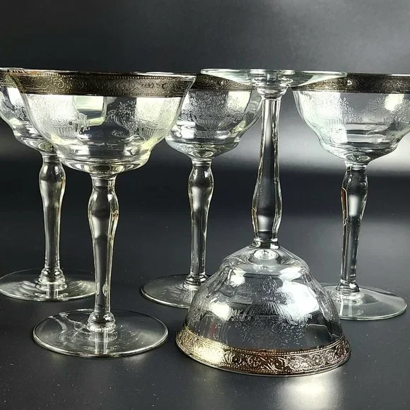 Vintage Champagne/Tall Sherbet Athens Diana Clear -TIFFIN FRANCISCAN -5